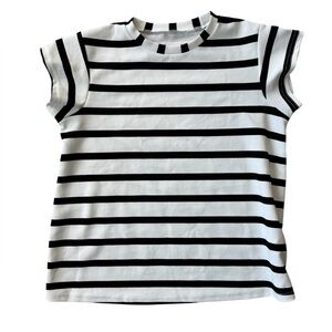 Women’s Maternity Black & White Striped Short Sleeve Top Maternity Size Large